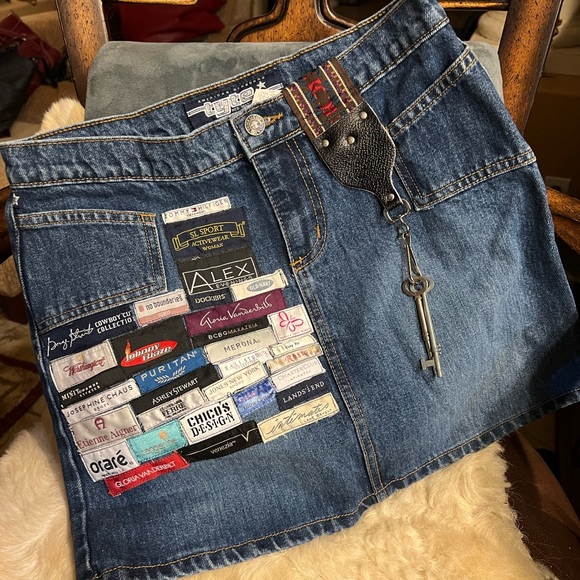 Vintage Tyte Denim Mini Skirt Decorated by SB - Picture 1 of 5